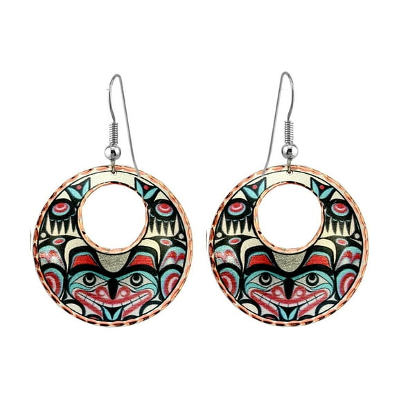 FRONT LINE JEWELRY Artisan Crafted Women's Northwest Native Bear Totem Earrings Off-center Cutout Alaska Earrings- Animal Totem Earrings.