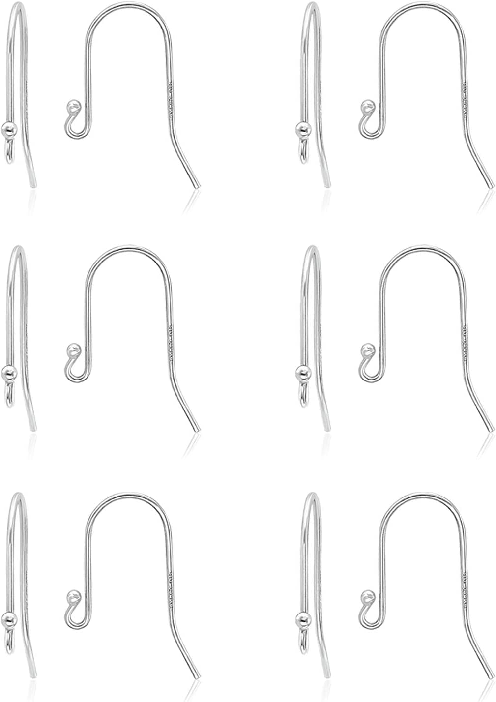 6 Pairs of Sterling Silver Earring Hooks, 925 Silver Ear Wire Hook for  Earring Jewelry Making 