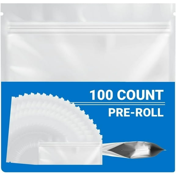 Loud Lock Mylar Bags 100 Count 2.27" x 6" All White - Resealable Food Storage Mylar Bags