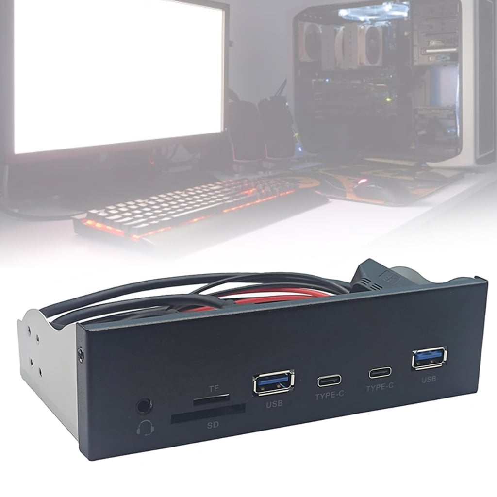 WINDLAND Industrial 5.25Inch USB3.2 Gen1 Front Panel HUB 5Gbps 19PIn to USB A Port Type C And Auditory Port and Card Reader