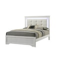 thumbnail image 2 of Modern LED Light King Panel Upholstered Bed Wooden Bedroom 5pc Set White, 2 of 7