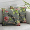 thumbnail image 3 of Tropical Tree Throw Pillow Cover Flowers of Hibiscus Blooming Ginger Palm Leaves Parrot Ara and Toucan  Fabric for Couch Bed Sofa Car Waist Cushion Cover Set of 2, 3 of 7
