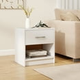 thumbnail image 4 of Costway Modern Nightstand Bedside Table with Drawer Open Storage Shelf for Small Spaces White, 4 of 10