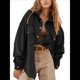 thumbnail image 1 of Chaqueta de Larga con Solapa Suelta para Mujer, Cárdigan Irregular con Bolsillo de Negro XXL, 1 of 6