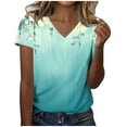 thumbnail image 2 of QUNYINEY Short Sleeve Summer Shirts for Women Floral V Neck Casual Tops Loose Pullover Shirts, 2 of 5