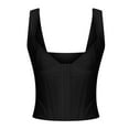 thumbnail image 5 of JIUKE Womens Going out Tops Sleeveless Low Cut Crop Corset Top Slim Fitted Cute Bustier Shirts, 5 of 5