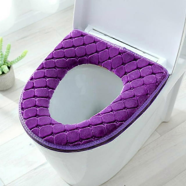 Funda de asiento de inodoro, cojín suave para asiento de inodoro, calentador de inodoro, lavable, universal, con cremallera