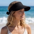 thumbnail image 5 of Helii Women 2 in 1 Convertible Sun Visor Hat with Ponytail Hole, Zipper Off Removable Crown Wide Brim UPF 50+ Beach Cap, Quick Dry Foldable Packable Summer Hat for Outdoor Black,One Size, 5 of 8
