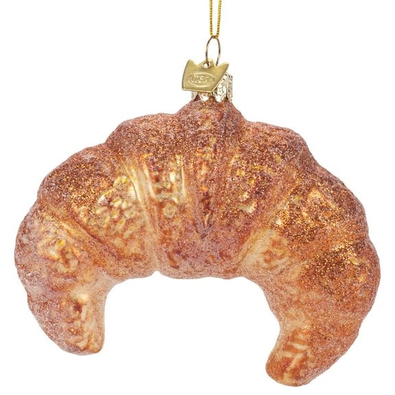 Kurt Adler Noble Gems 4.25-Inch Brown and Yellow Croissant Christmas Ornament
