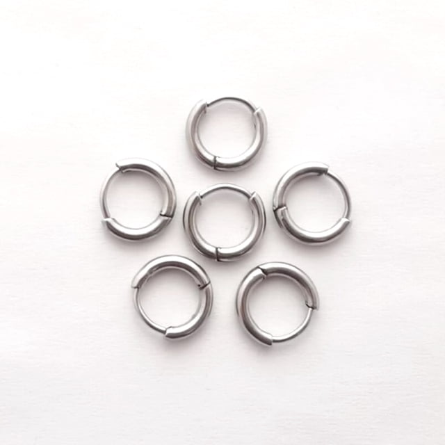 6 unids/lote de pendientes de aro pequeños de círculo de Metal Simple de acero inoxidable para mujeres y niñas, joyería para Piercing, oreja de hélice redonda geométrica Tan Jianjun unisex