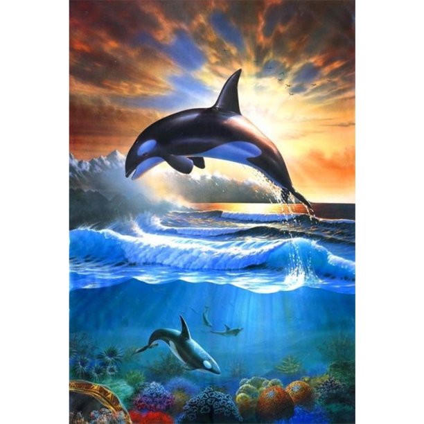 DIY 5D mosaico ballena dibujo completo taladro redondo diamante resina pintura Kit Tmvgtek Oficina Multiescena Multifunción