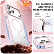 GAOBAO Magnetic Clear Case for iPhone 17 Pro Max, Compatible with MagSafe, Shockproof Bumper with Camera Control Button Cutout, Anti-Yellowing Slim Cover, Pink