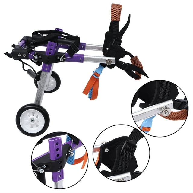 Voiture pour Chien Assistée à la Marche, Alliage d'Aluminium Violet Double Handicapé Fauteuil Roulant pour Chien Voiture Assistée pour Animaux Qualité Inégalée
