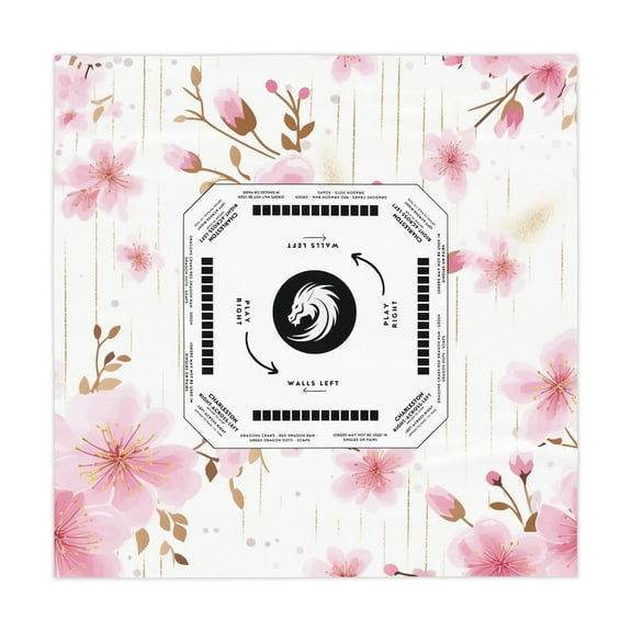 Elegant Pink and White Mahjong Tablecloth - Dainty Mahjong Game Accessory
