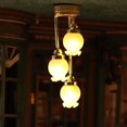 thumbnail image 5 of Three Head Gold Base Miniature Ceiling Lamp Dollhouses Chandelier LED Lamp 1/12 Scale for Living Room Scene Decoration, 5 of 9
