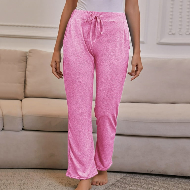 OGLCCG Women's Yoga Pants Casual Loose High Waisted Drawstring Wide Leg Lounge  Pants Solid Color Soft Comfy Workout Joggers Sweatpants 