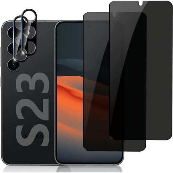 [2 2 Pack] Galaxy S23 6.1 Inch Privacy Screen Protector and With Camera Lens Protector,Touch sensing Anti-Spy 3D Curve Edge 9H Hardness Tempered Glass Screen Protectors for Samsung Galaxy S23