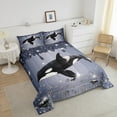 thumbnail image 4 of Killer Whale Comforter Set Black Sequin Fluid Art Twin Bedding Sets,Crystal Diamond Bed Set Nautical Sea Animal Duvet Insert,Coastal Creature Ocean Decor, 4 of 7