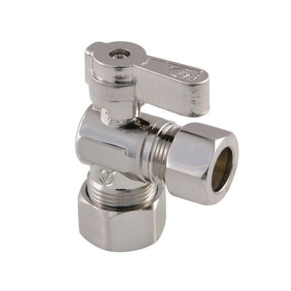 Kingston Brass KF5440SN 5/8" OD Comp x 1/2" OD Comp Angle Stop Valve, Brushed Nickel