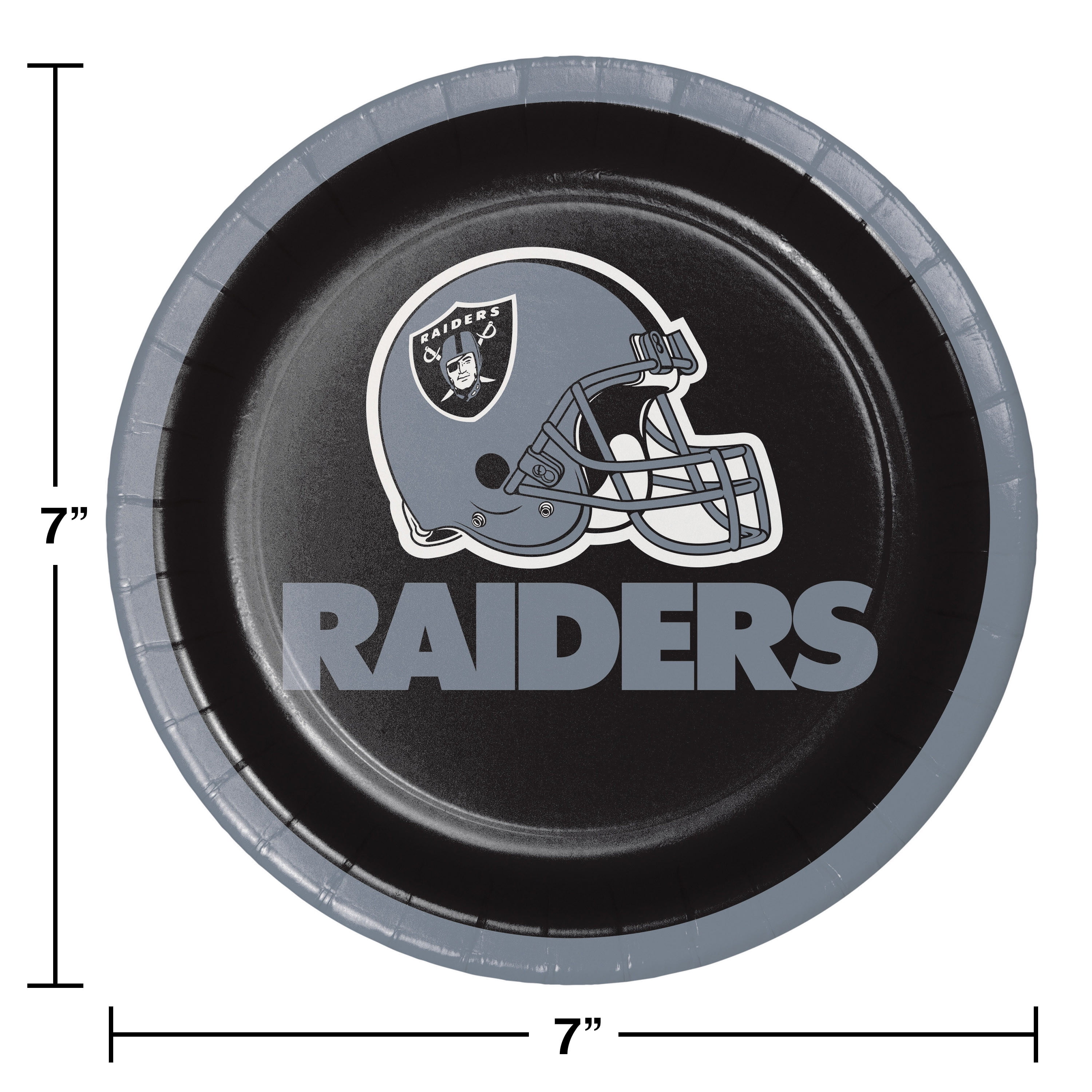 Oakland Raiders Round Paper Dessert Plates 24 Count for 24 Guests