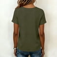 thumbnail image 5 of MaFYtyTPR Women Summer V-Neck Shirts Solid Color Cotton Linen Fashionable Button Loose Comfortable Tops A-Army Green L, 5 of 5
