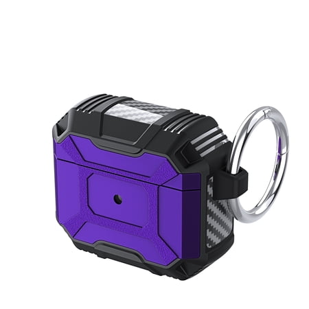 Dteck Case for AirPods 3rd Generation Charging Case Full Body Protective Skin Cover for 2021 New Apple AirPods (3rd Generation) Shockproof Case with Carabiner LED Visible Purple