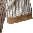 thumbnail image 5 of YLSDY Fashion Men's Striped Knitted Button Collared Shirt Lapel Single-Breasted Casual Business Cardigan T-Shirt Tops Retro Knit Vintage Striped Shirt Khaki XXL, 5 of 8