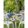 thumbnail image 4 of Outdoor Tablecloth with Umbrella Hole Zipper Summer Lemon Round Tablecloth 54" Waterproof Outside Table Cloth Watercolor Yellow Blue Garden Floral Patio Table Cover Tablecloths for Picnic Party, 4 of 8