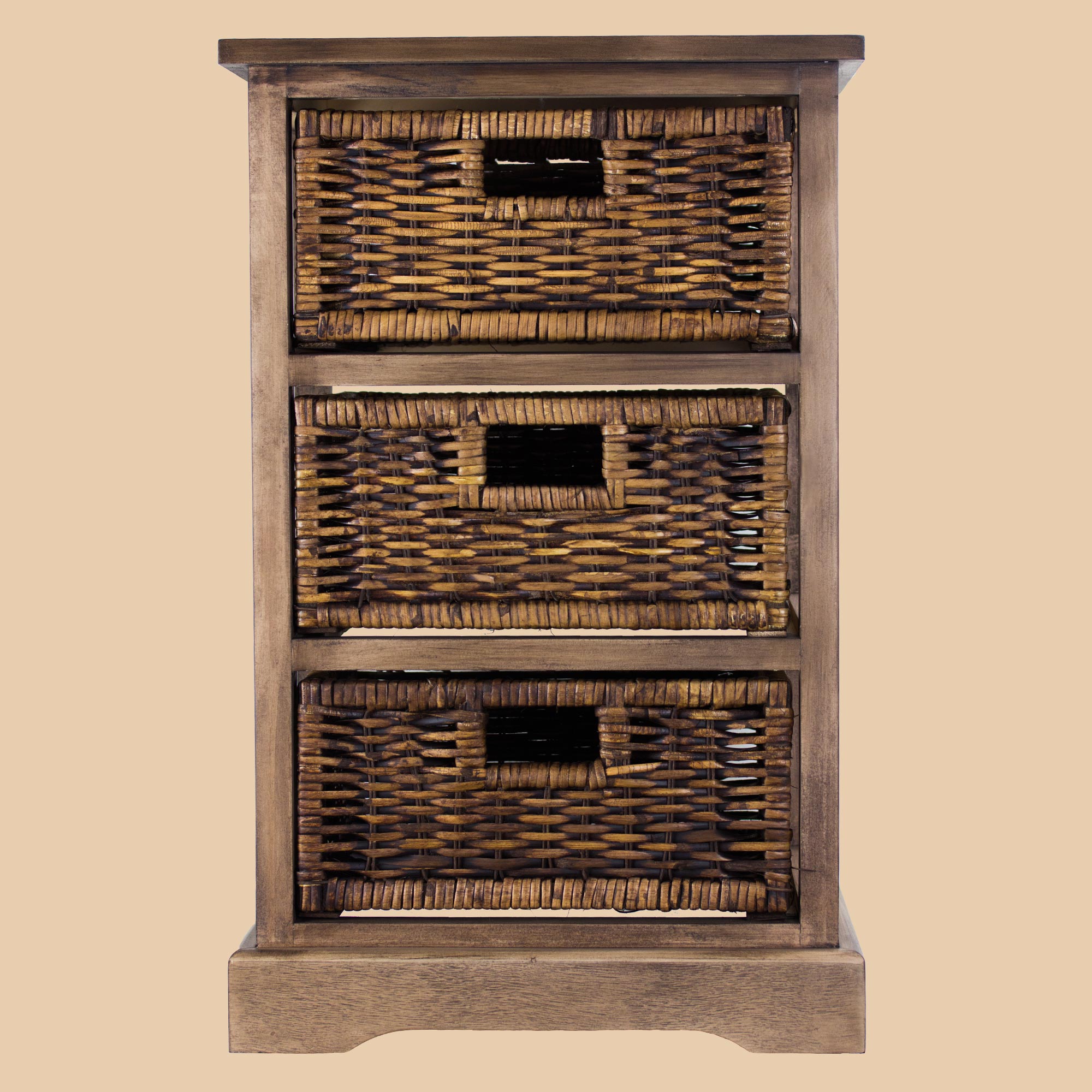 3 Drawer Wicker Basket Storage Chest Walmart Com