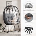 thumbnail image 3 of Dextrus Egg Chair with Stand Outdoor Indoor Egg Lounge Chair with Cushion Wicker Chair PE Rattan Chair Ottoman Included for Patio, Garden, Backyard, Porch, Gray, 3 of 7