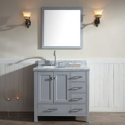 ARIEL CAMBRIDGE 37 IN. LEFT OFFSET SINGLE SINK VANITY SET IN GREY
