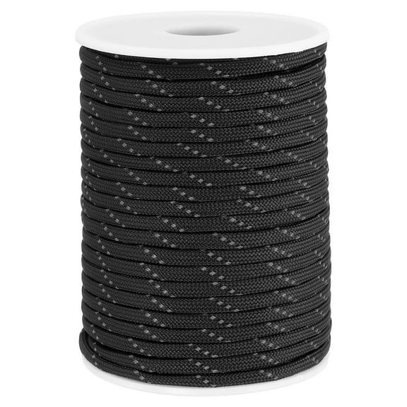 Uxcell 100FT 550 Paracord, 7 Strand Reflective Parachutes Cord Spool 4mm Survival Strong Rope String for Camping, Black