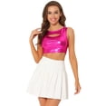 thumbnail image 1 of Disfraz de Halloween Allegra K Top corto metálico brillante sin mangas para mujer Rojo XL, 1 of 4
