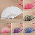 thumbnail image 1 of Lubelski Exquisite Floral Pattern Cloth Cover Hanging Loop Design Folding Fan Cheongsam Hanfu Show Hand Fan Clothing Accessories, 1 of 8