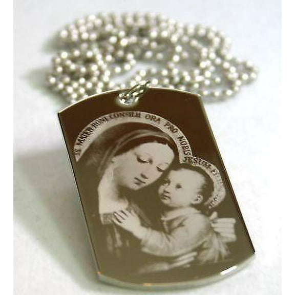 HAIL MARY WITH JESUS PRAYER SPECIAL DOG TAG NECKLACE STAINLESS STEEL