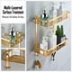 thumbnail image 4 of Estante de ducha sin taladrar, Estante de baño cuadrado Estante de pared para almacenamiento de baño Cesta de ducha de pared pequeña con ganchos (2 estantes, oro champán) Lumten, 4 of 5