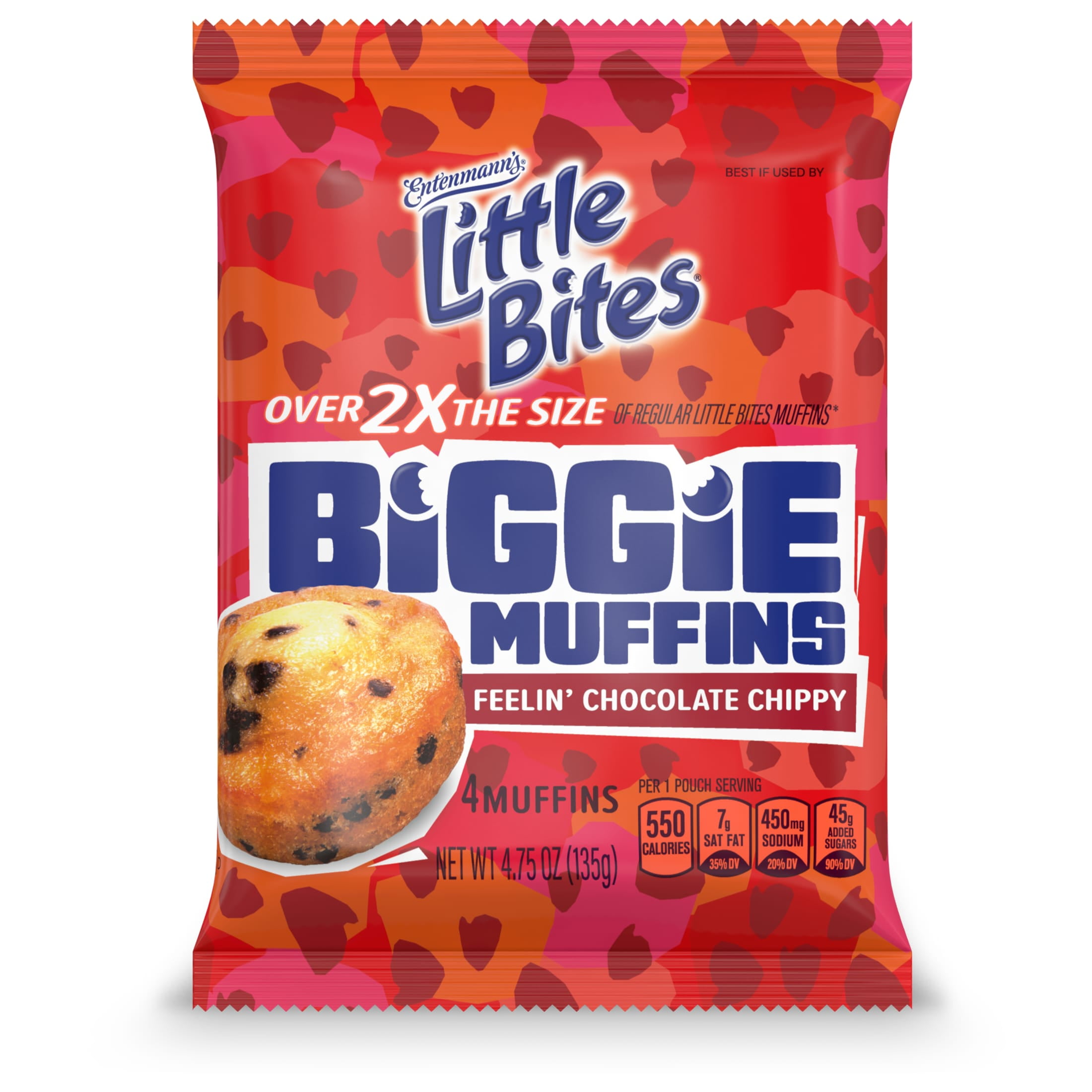 Little Bites Feelin' Chocolate Chippy Biggie Muffins, 4 Count, Chocolate Chip Muffins, 4.75 oz Pouch