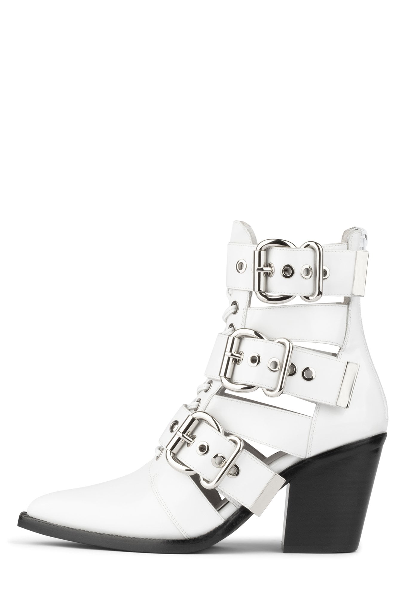 white booties with buckles