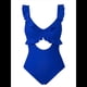 thumbnail image 1 of Traje de Baño de una Pieza para Mujer, con Control de Abdomen, Volantes, Escote en V, Fruncido, Corte Adelgazante. Azul Real M, 1 of 6