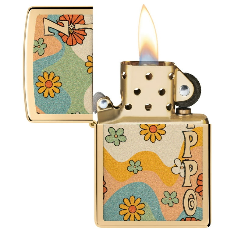 Zippo Flower Power Design High Polish Brass Pocket Lighter