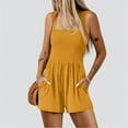 thumbnail image 2 of Summer Clearance! Women's Solid Color Stylish Pocket Strap Romper Comfortable Casual Wide Leg Romper Shorts with Pockets 2025 Clothes, 2 of 4