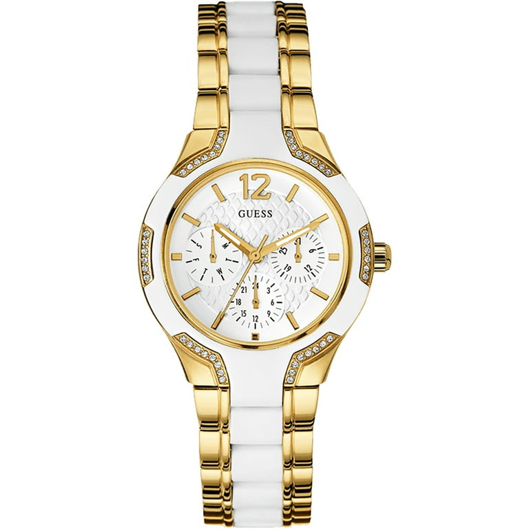 W0556L2,Ladies dress,multi-function,Stainless Steel and White Silicone,Gold  tone and white,WR - Walmart.com