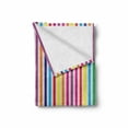thumbnail image 2 of Colorful Soft Flannel Fleece Blanket, Vibrant Rainbow Colored Vertical Stripes Pattern on White Background Illustration, Cozy Plush for Indoor and Outdoor Use, 60" x 80", Multicolor, by Ambesonne, 2 of 6