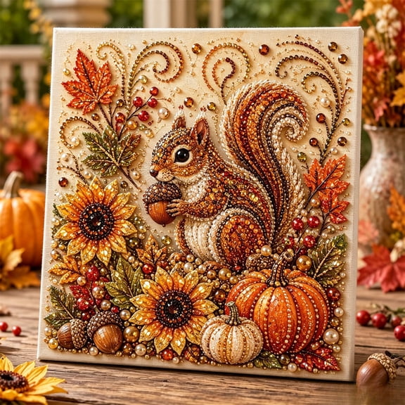 LOWLHOME Pumpkin Thanksgiving Pearl Painting DIY Craft Kit Handmade Art Set, Creative Fall Art Project for Teens Adults Home Decor Gift, for Home Party Decor, Indoor Outdoor Use