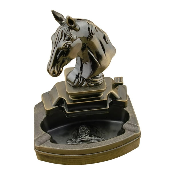 RnemiTe-amo Horse Shaped Novelty Cigarette Cigar Lighter Refillable Butane  Gas Lighter with Ashtray Ash Tray Decorative Ashtray Sets Novelty Horse  Shape Lighter Retro Home Office Table Decor（No Gas）