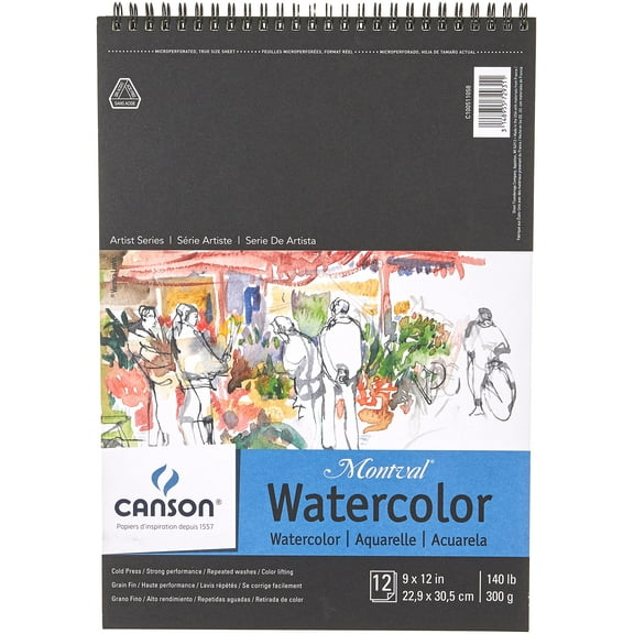 Canson Montval Wirebound Watercolor Pad - 9" x 12", 140 lb, 12 Sheets