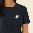 thumbnail image 5 of Dalix Ghost Embroidered Cropped Flowy Soft Cotton Short Sleeve T Shirt Womens in Heather Navy 2XL XX-Large, 5 of 5