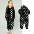thumbnail image 2 of Gaexia Girls Flannel Polka Dot Romper Jumpsuit Loose Fit Warm Casual Sleepwear Playwear Pajamas Homewear Outfit For Toddler Soft Comfortable And Loungwear,Black,6-7 Years, 2 of 4