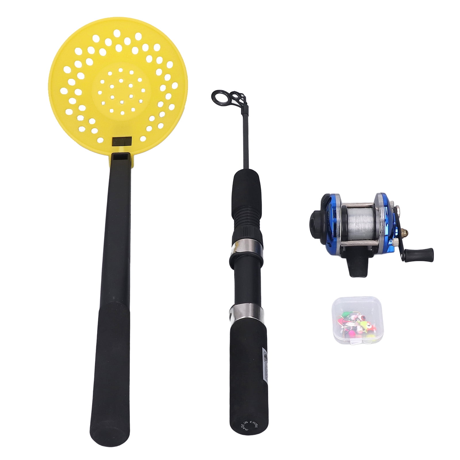 50cm Ice Fishing Rod Kit Carbon Fiber Fishing Rod with Reel Hooks Spoon Storage Box for Winter Outdoor,