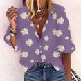 thumbnail image 1 of Pntutb Blusa de manga larga con botones sueltos para mujer, informal, a la moda, con solapa Pntutb Pntutb-4888, 1 of 8